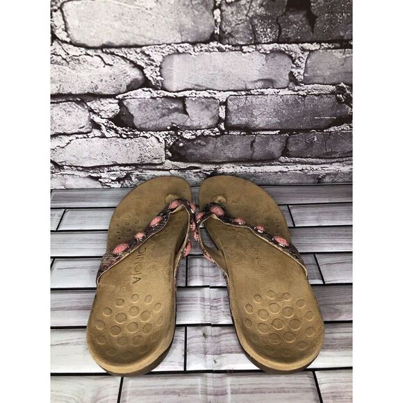 Vionic Eve 2 Jewel Pink Leather Snake Orthoheel Sandals Women's Sz 9M US/40EU - Picture 9 of 16